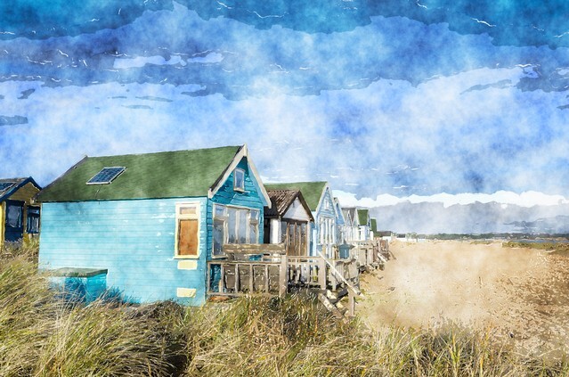 Colourful beach huts